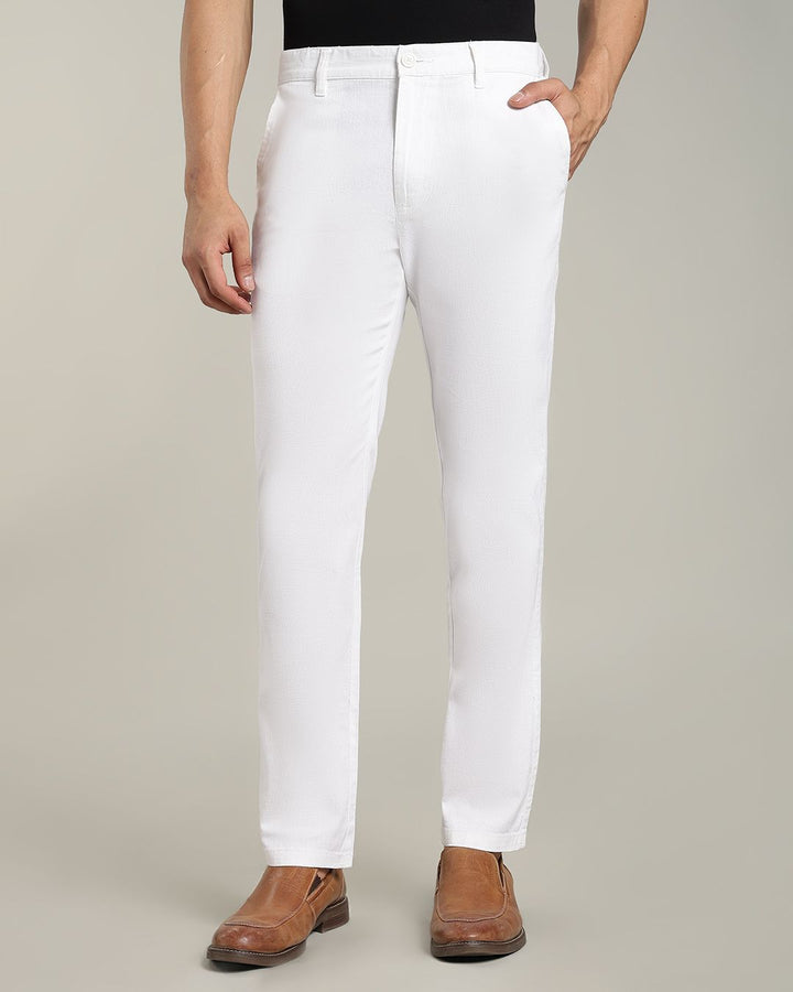 White - 2 way stretch - COTTON LINEN PANT