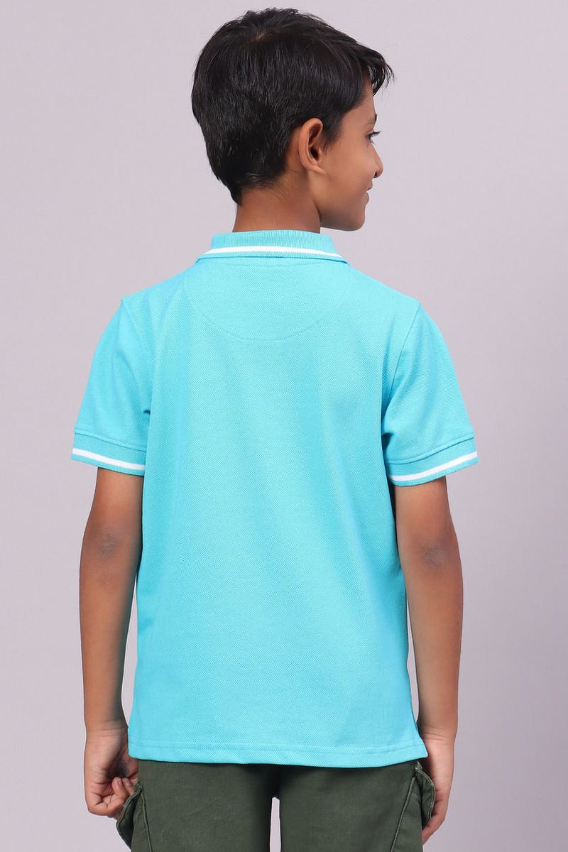 KIDS - Sky Blue Solid Tshirt - Stain Proof