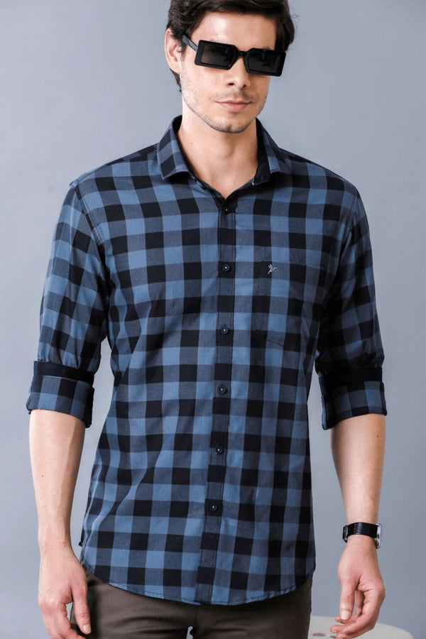 Metal Blue and Black Checks - Full-Stain Proof