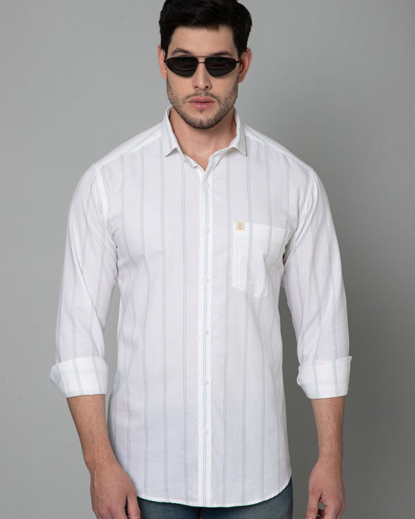 Green & White Linear Stripes - Full-Stain Proof