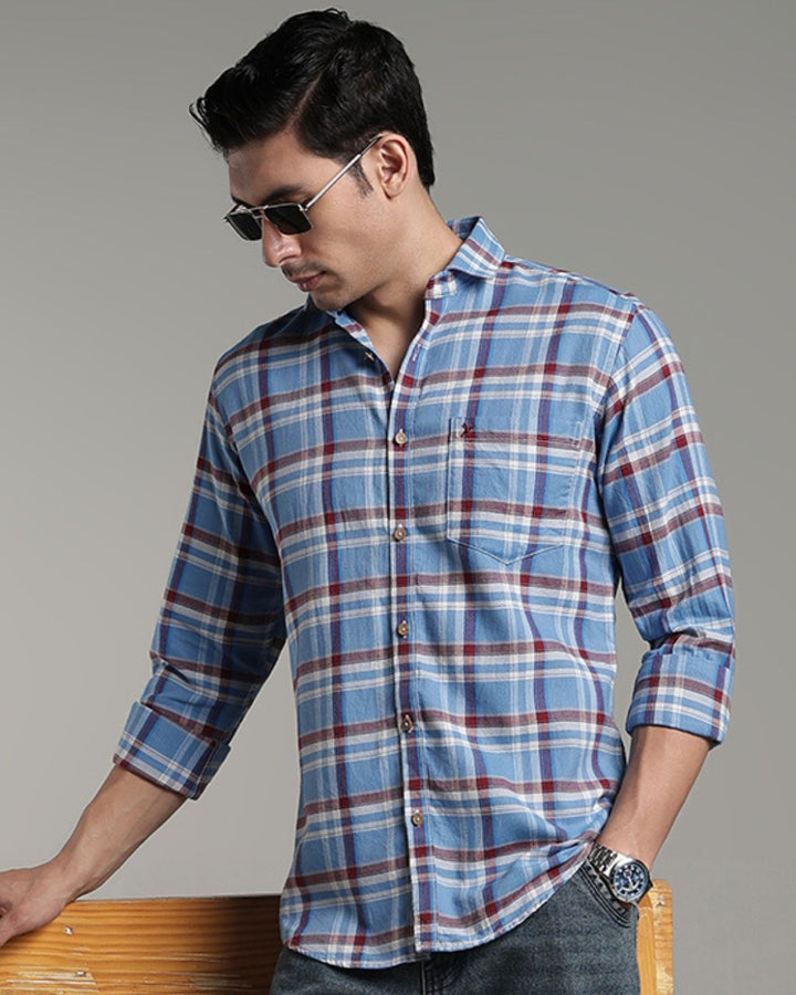 Sky Blue & Red Line Checks - Full-Stain Proof