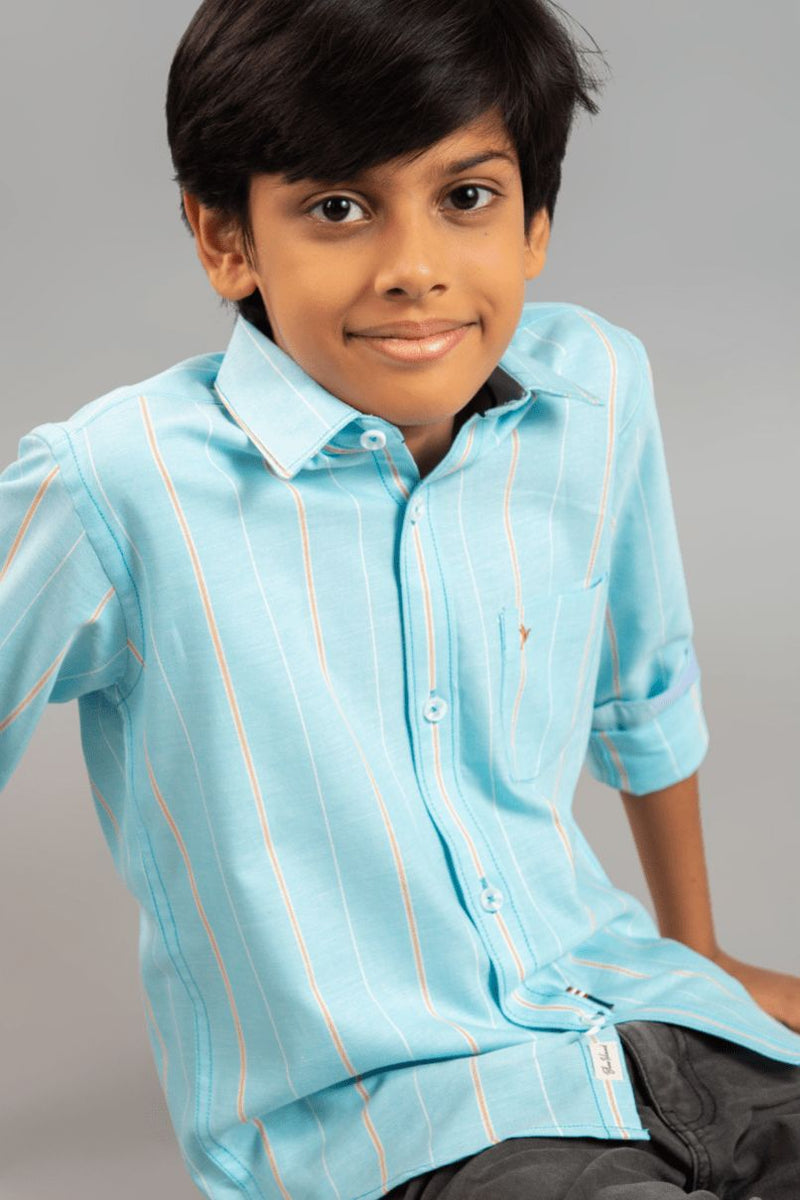 KIDS - Blue and Orange Stripes-Stain Proof Shirt