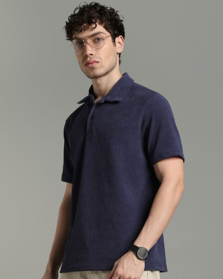 Metal Blue Pop Textured - Polo Tshirt