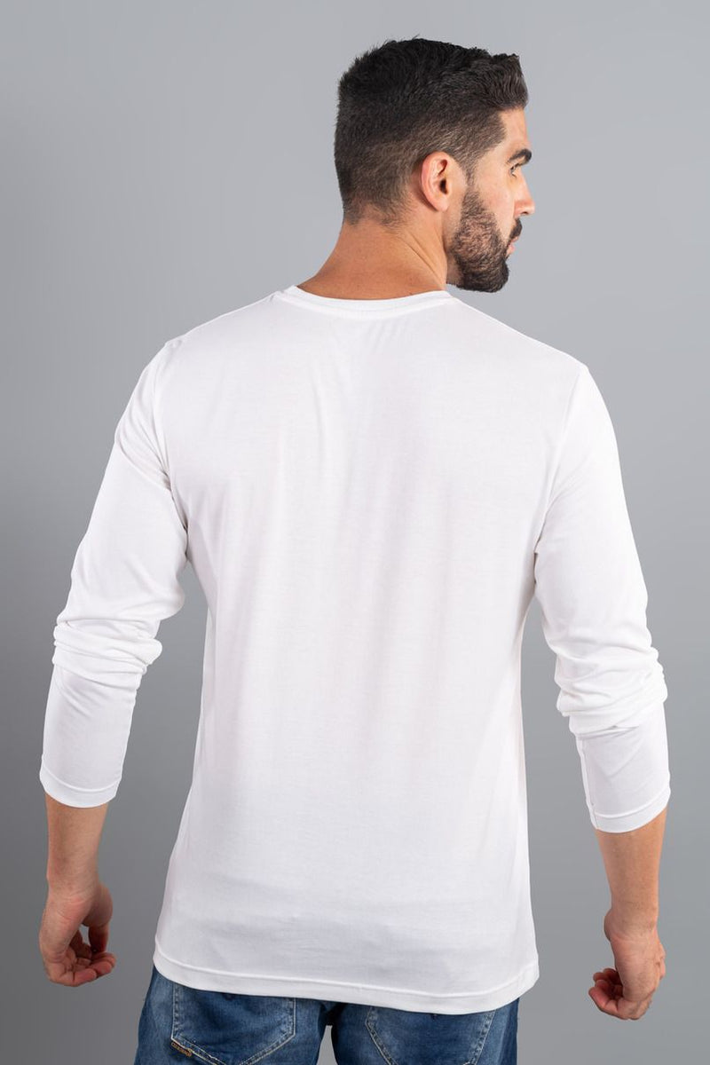 White with Multi Colour - Full Sleeve TShirt - Stain Proof