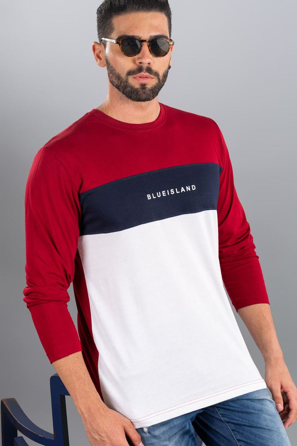 Red and White - Full Sleeve TShirt - Stain Proof