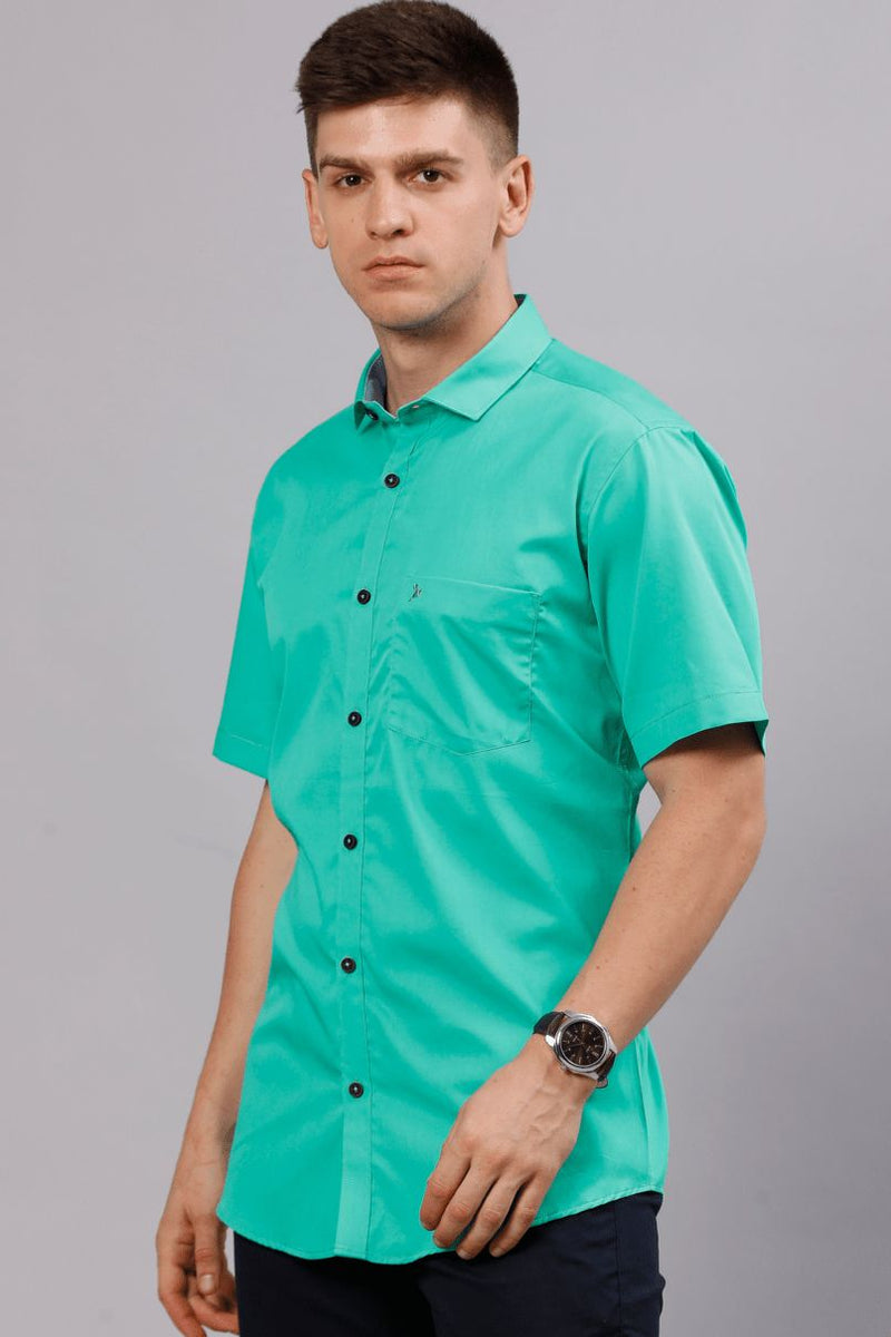 Turquoise Green Solid - Half Sleeve - Stain Proof