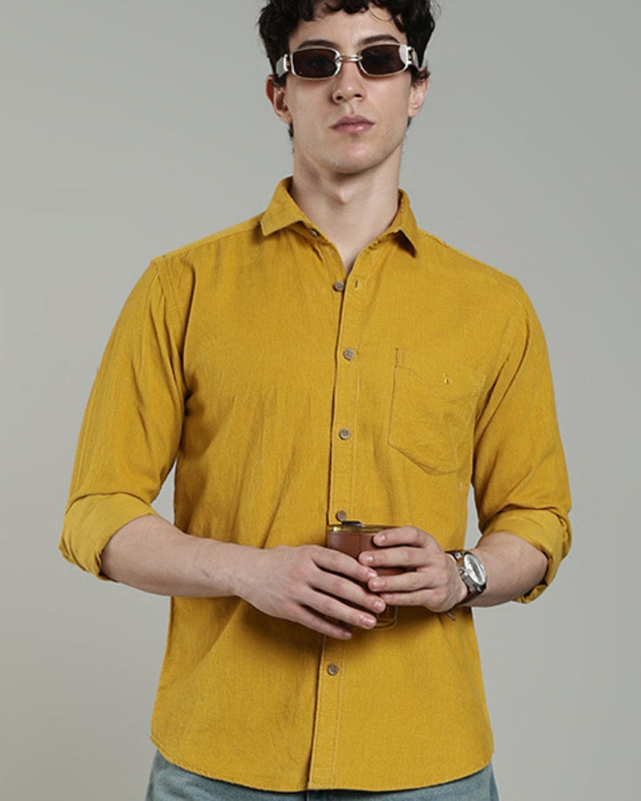 Mustard Yellow - Full-Corduroy Shirt
