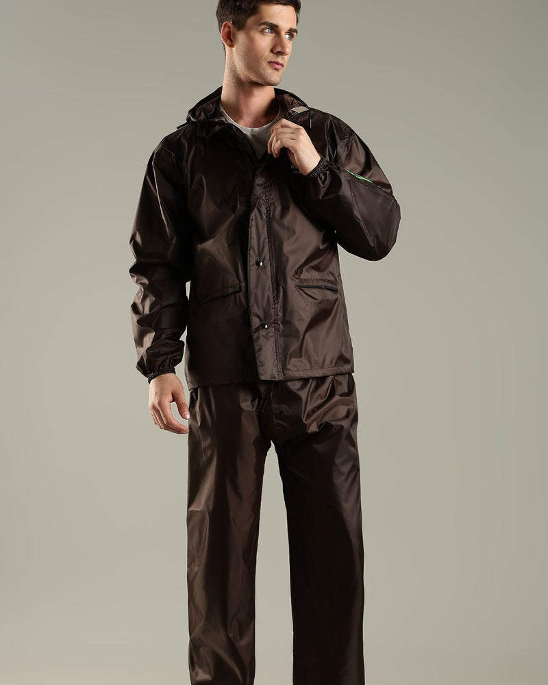 Teak Brown - Rain Jacket with Mobile Pouch