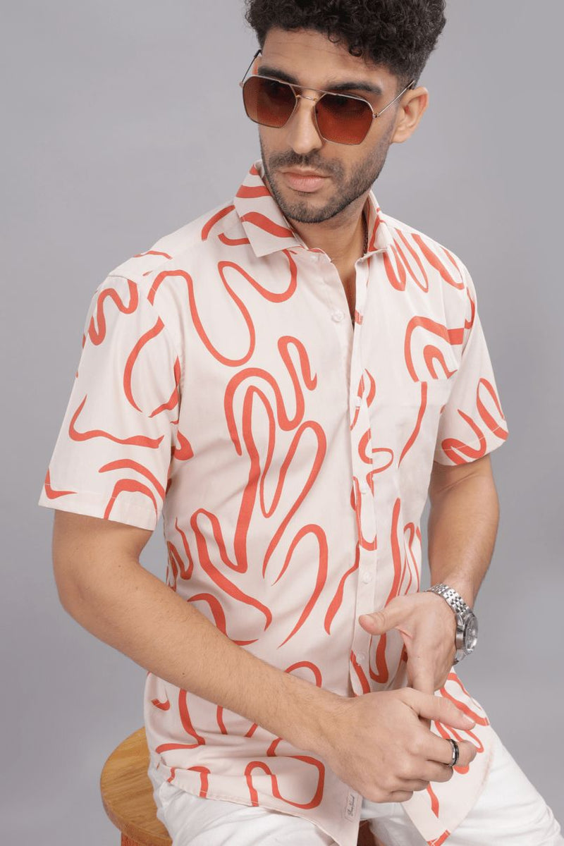 Tango Orange Print - Half Sleeve - Stain Proof