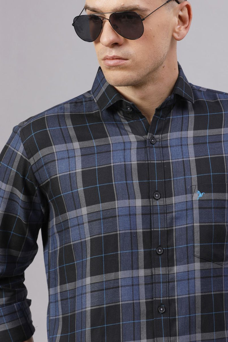 Metal Blue & Black Box Checks - Full-Stain Proof