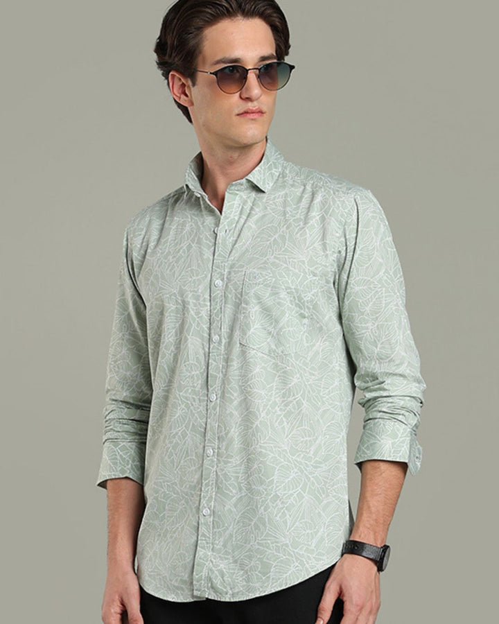 Green Leafy Print-Full-Stain Proof