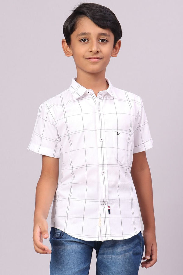 KIDS - White Double Checks-Half-Stain Proof Shirt