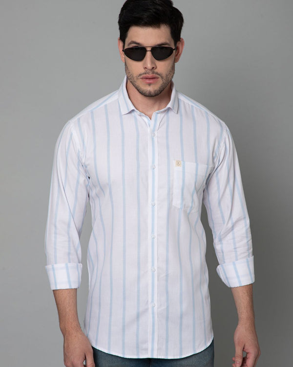 Blue & White Grid Line Stripes - Full-Stain Proof