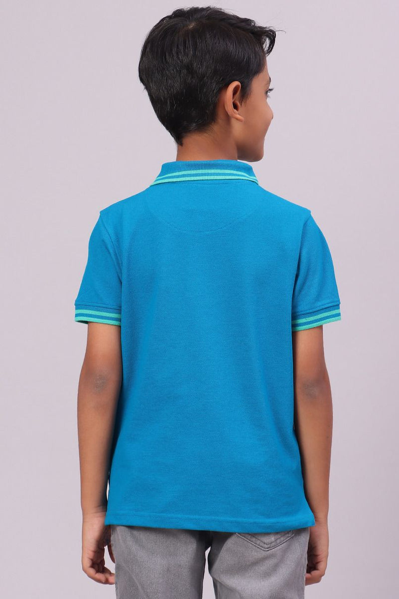 KIDS - Cool Blue Solid Tshirt - Stain Proof