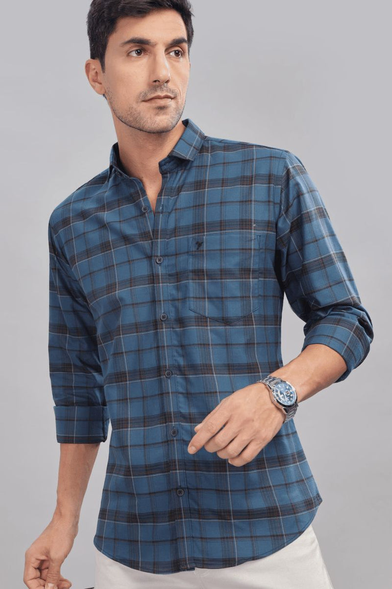 Metal Blue & Black Multi Line Checks - Full-Stain Proof