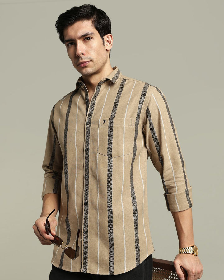 Desert Cream Monochrome Stripes  -Full-Stain Proof