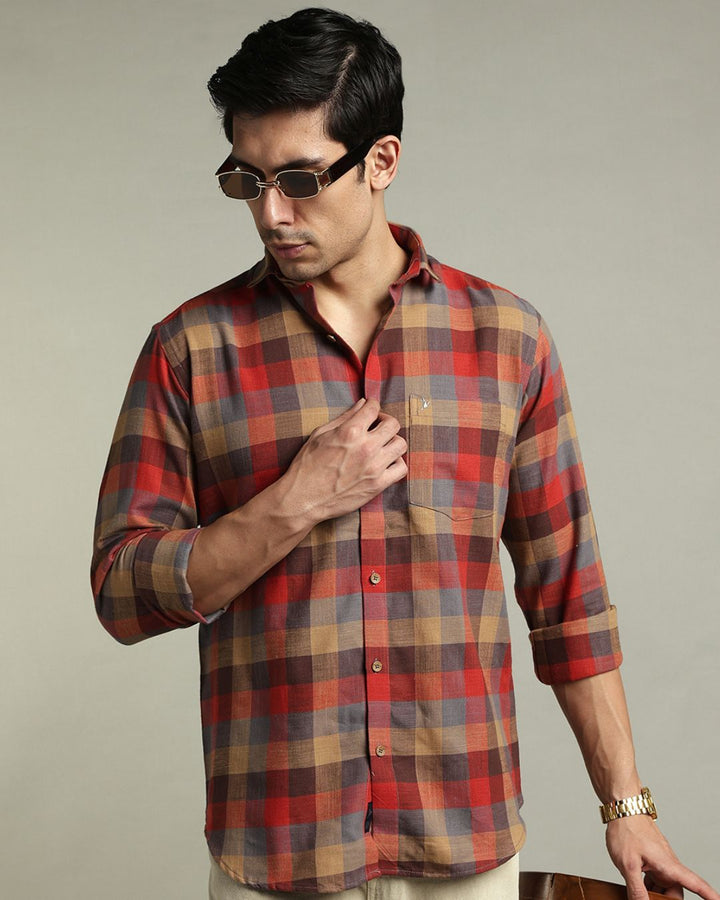 Rust Brown & Grey Checks - Full-Stain Proof