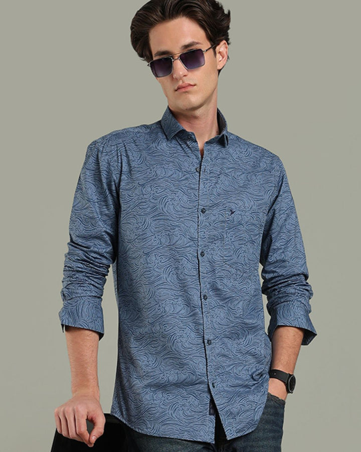 Slate Blue Ocean Print - Full-Stain Proof