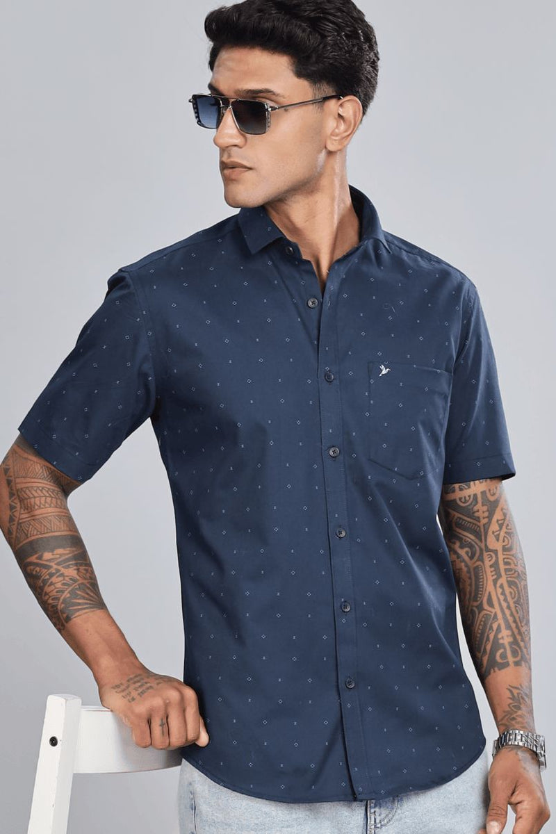 Navy Twinkle Print - Half Sleeve - Stain Proof