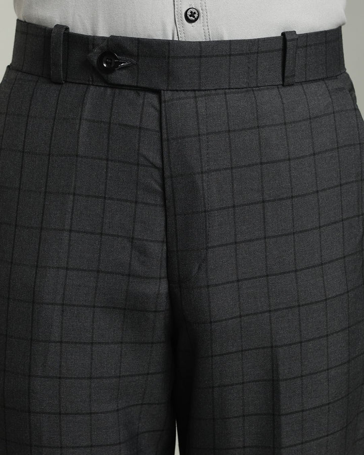 Charcoal Grey Box Checks - Wrinkle free Formal Pant