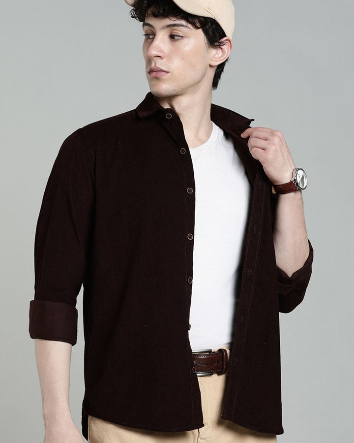 Dark Brown -Full-Corduroy Shirt