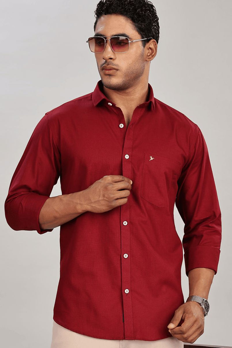 Cherry Red Cotton Linen-Full-Stain Proof