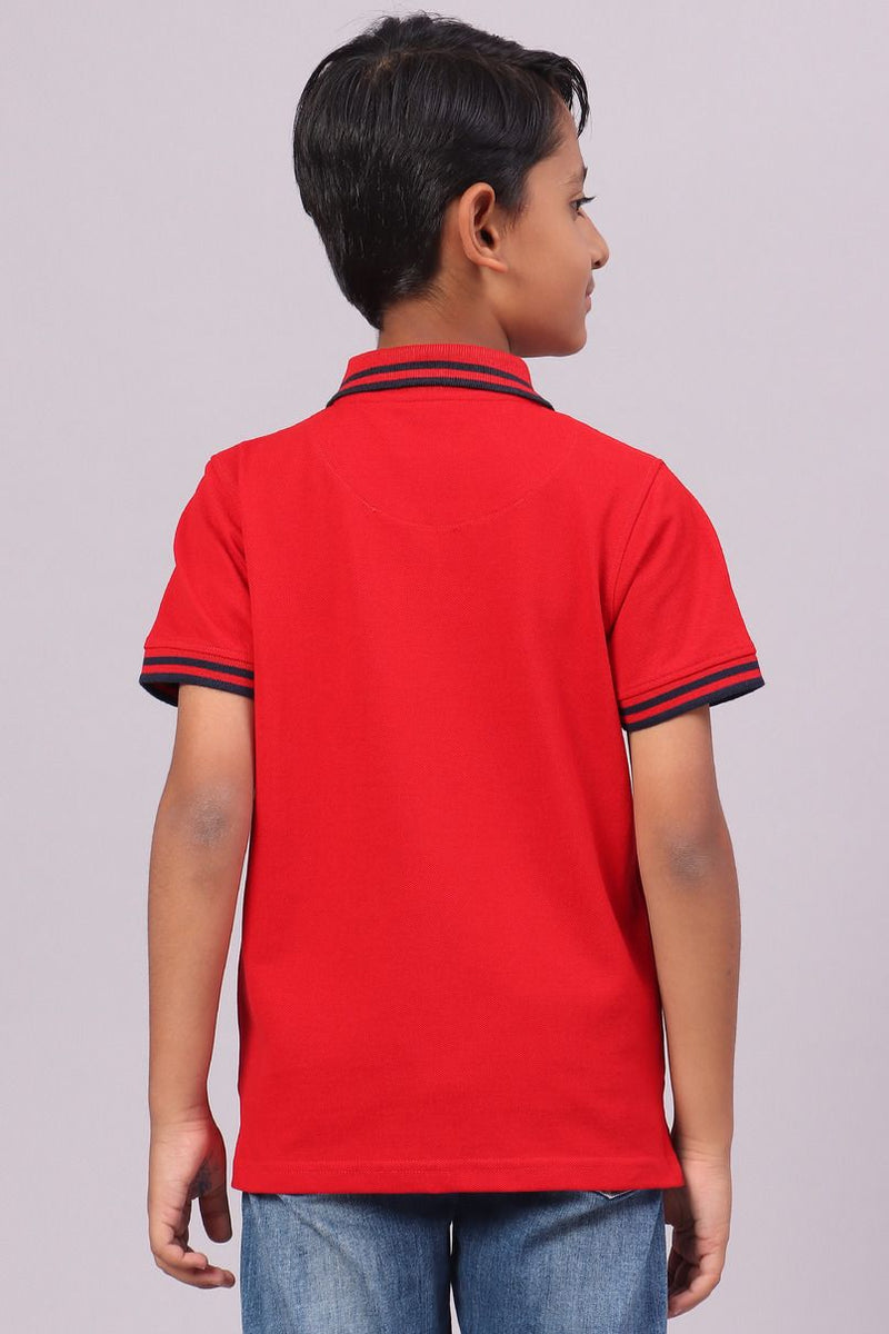 KIDS - Bright Red Solid Tshirt - Stain Proof