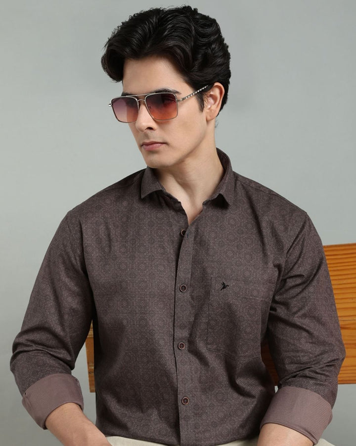 Taupe Brown Floral Print -Full-Stain Proof