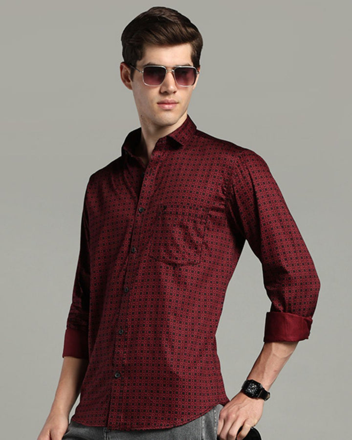 Maroon Mosaic Print -Full-Stain Proof