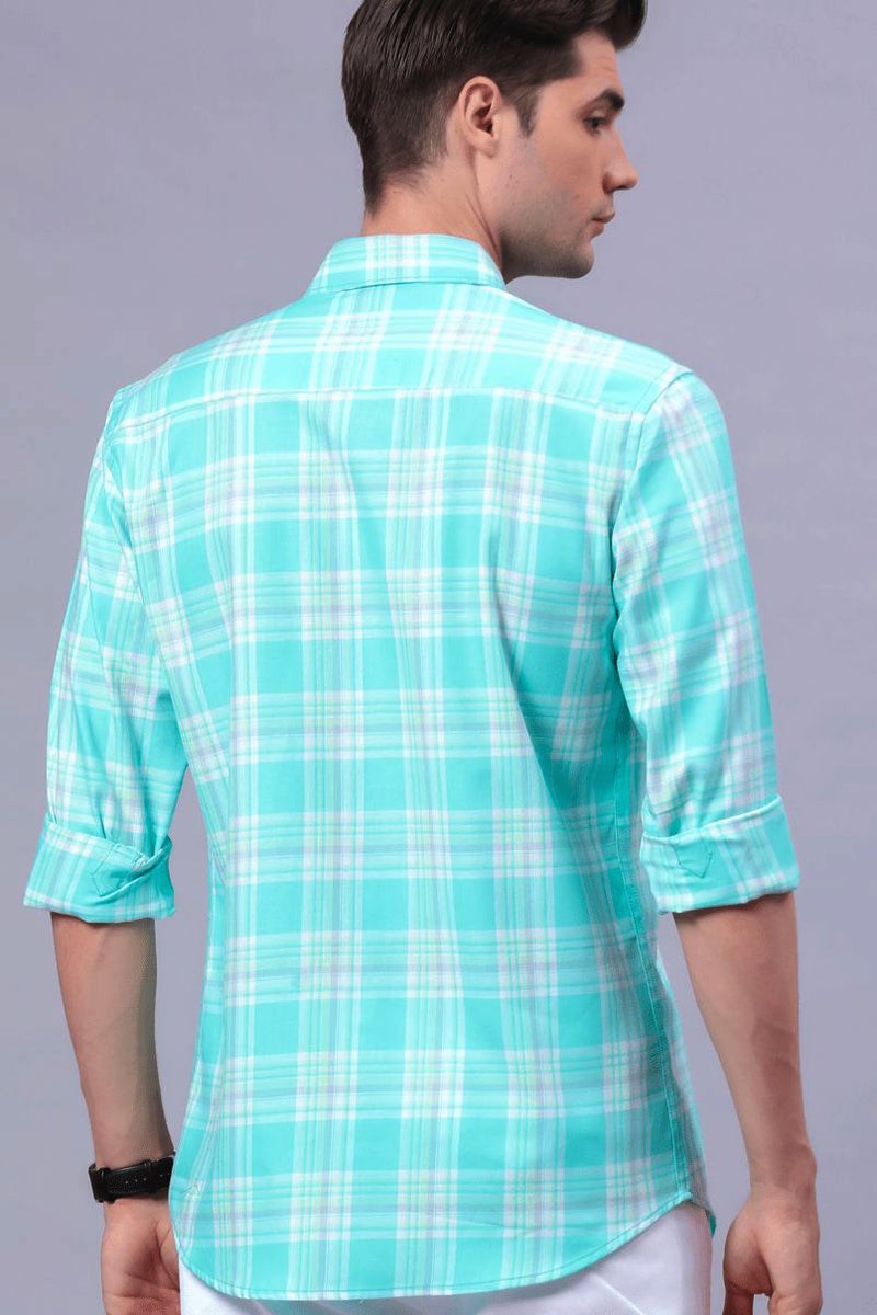 Turquoise Green Checks - Full-Stain Proof