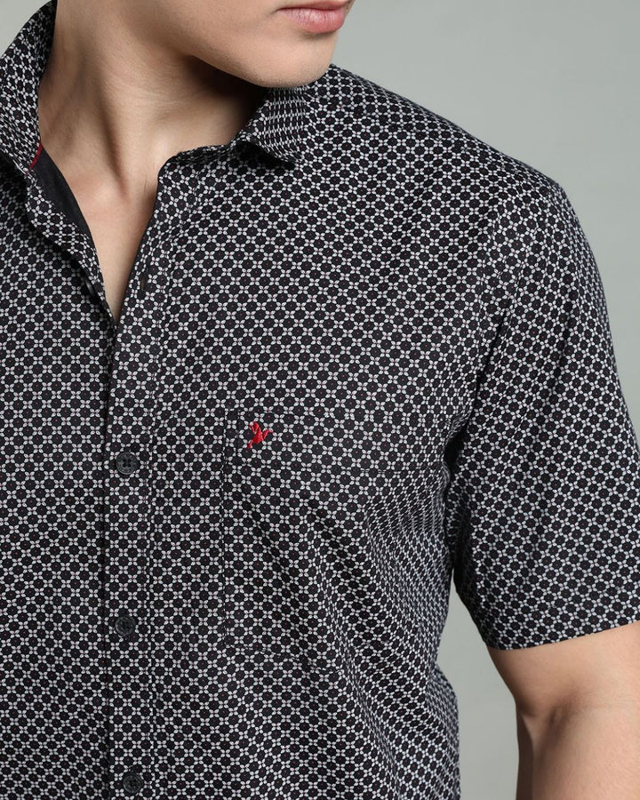 Black Round Print -Half-Stain Proof