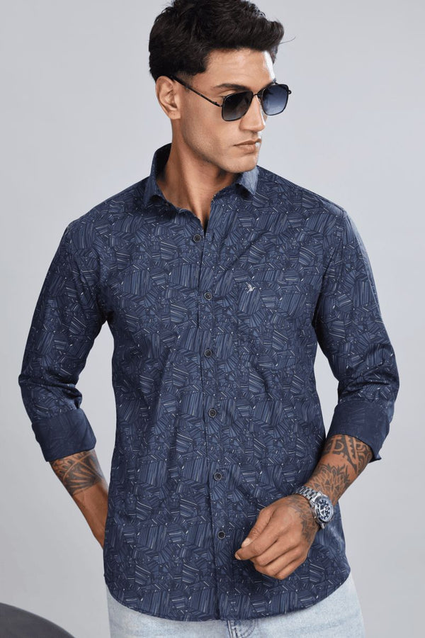 Stylish Navy & Silver Print -Full-Stain Proof