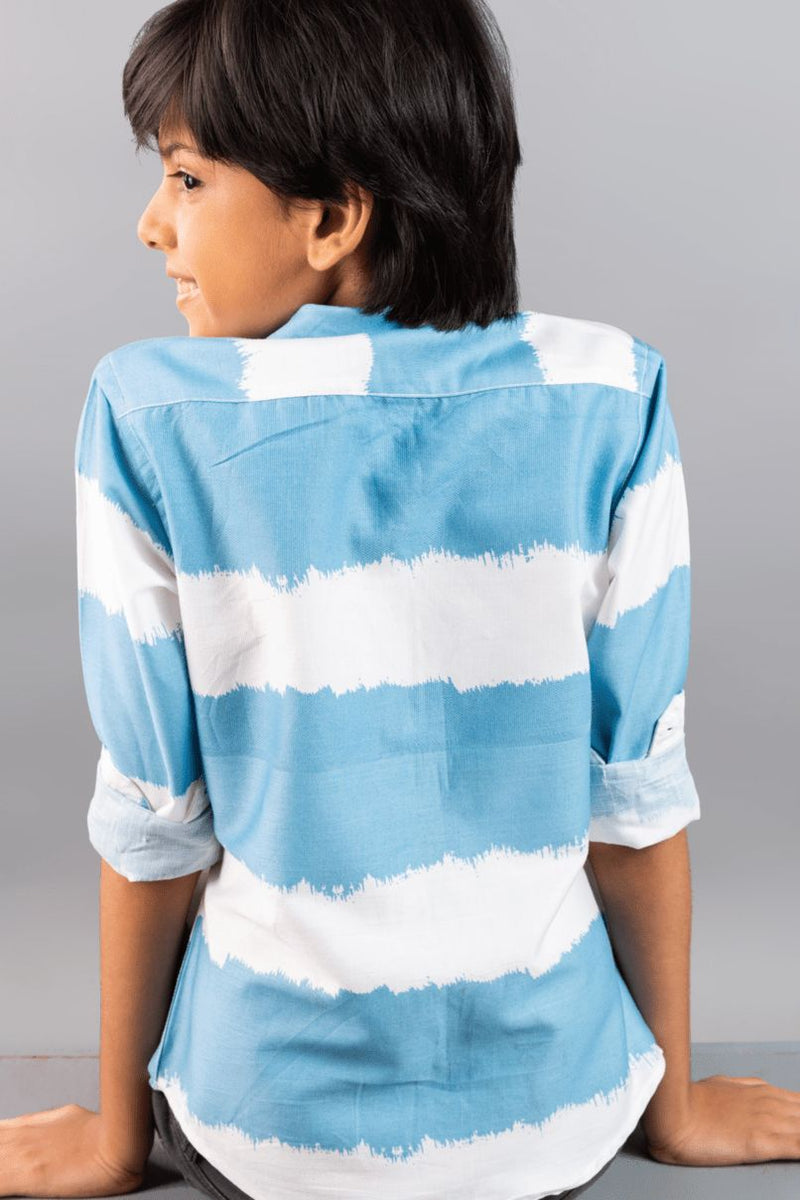 KIDS - Blue and White Stripes-Stain Proof Shirt