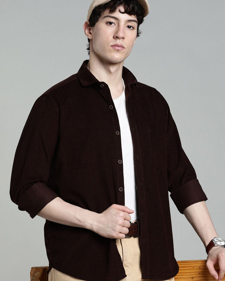 Dark Brown -Full-Corduroy Shirt