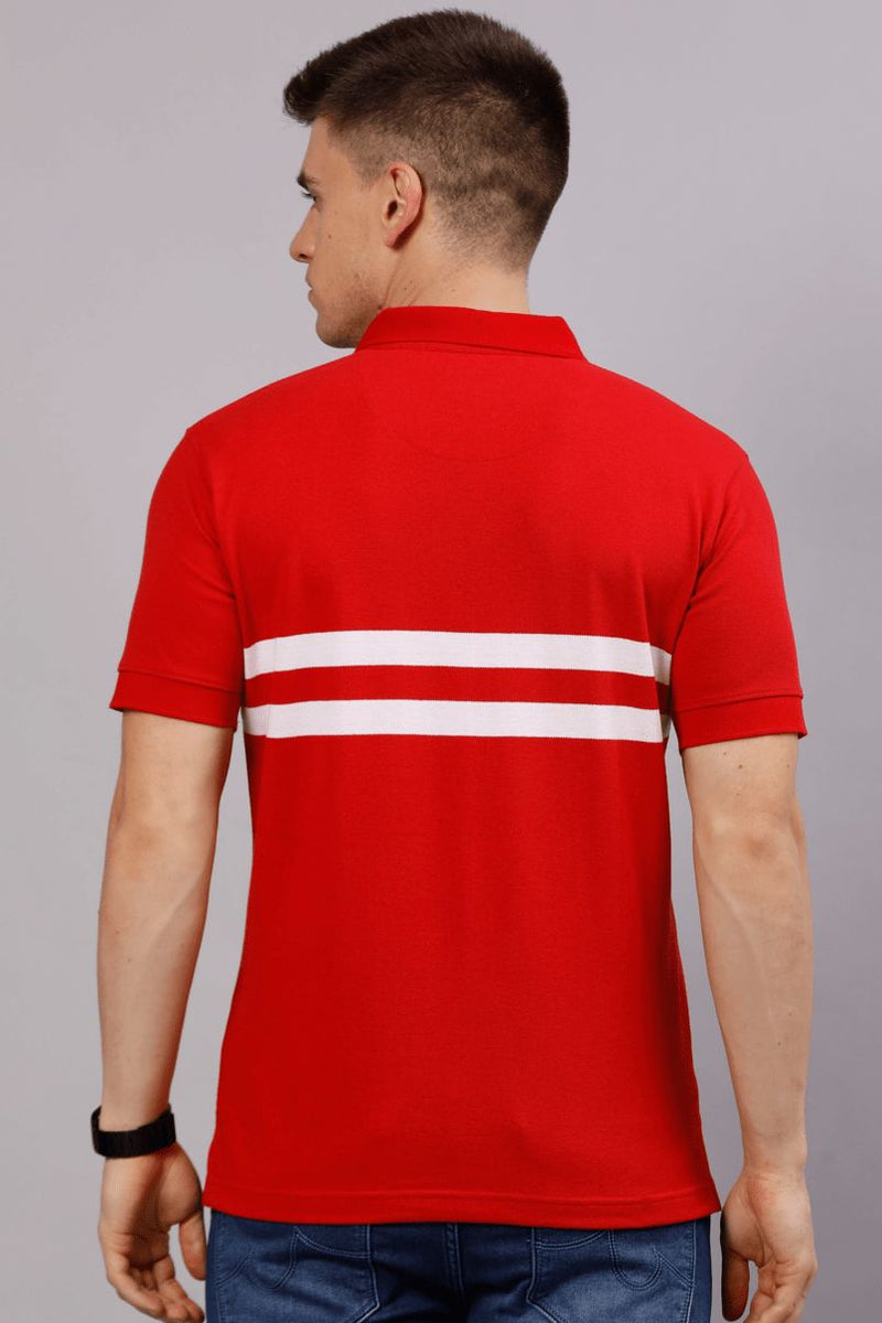 Cherry Red & White Double Stripes TShirt - Stain Proof