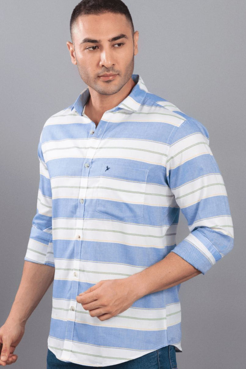 Bright Blue and White Stripes - Full-Stain Proof