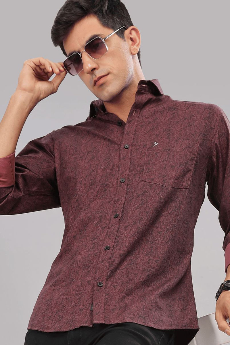 Maroon Mesmeric Print -Full-Stain Proof