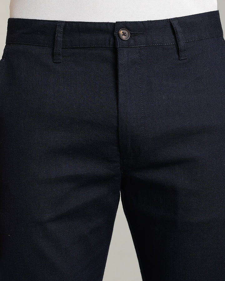 Natural Navy - 2 way stretch - COTTON LINEN PANT