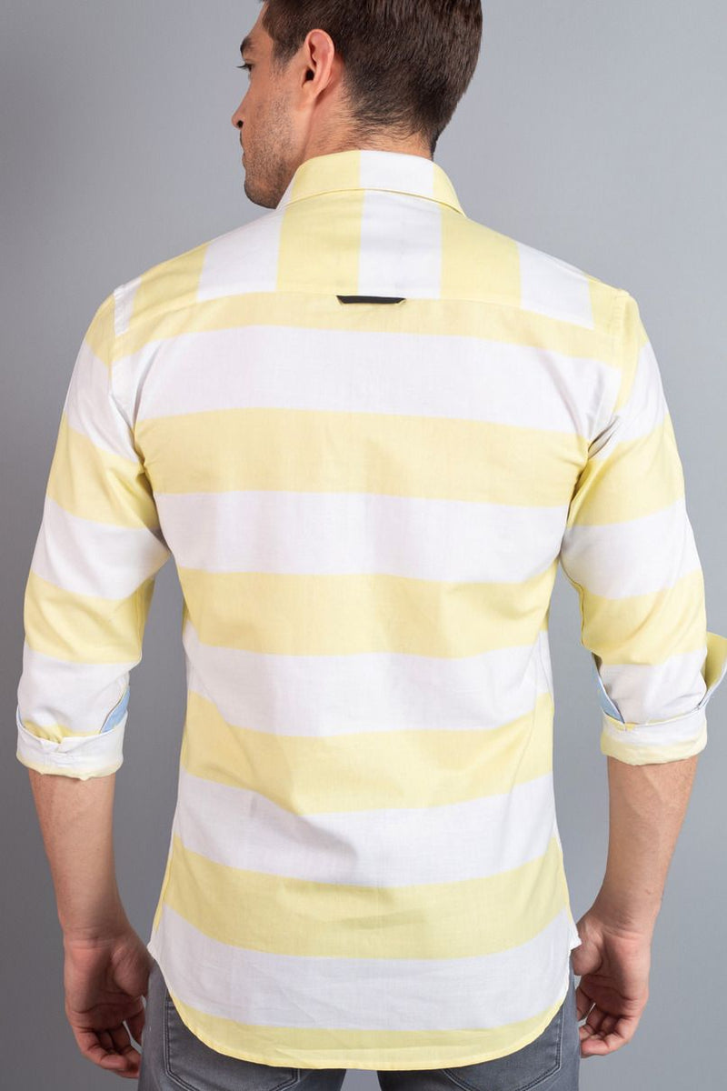 Lemon Yellow and White Stripes - Full-Stain Proof