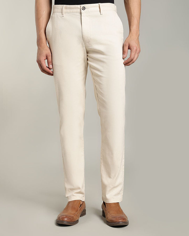 Cream - 2 way stretch - COTTON LINEN PANT