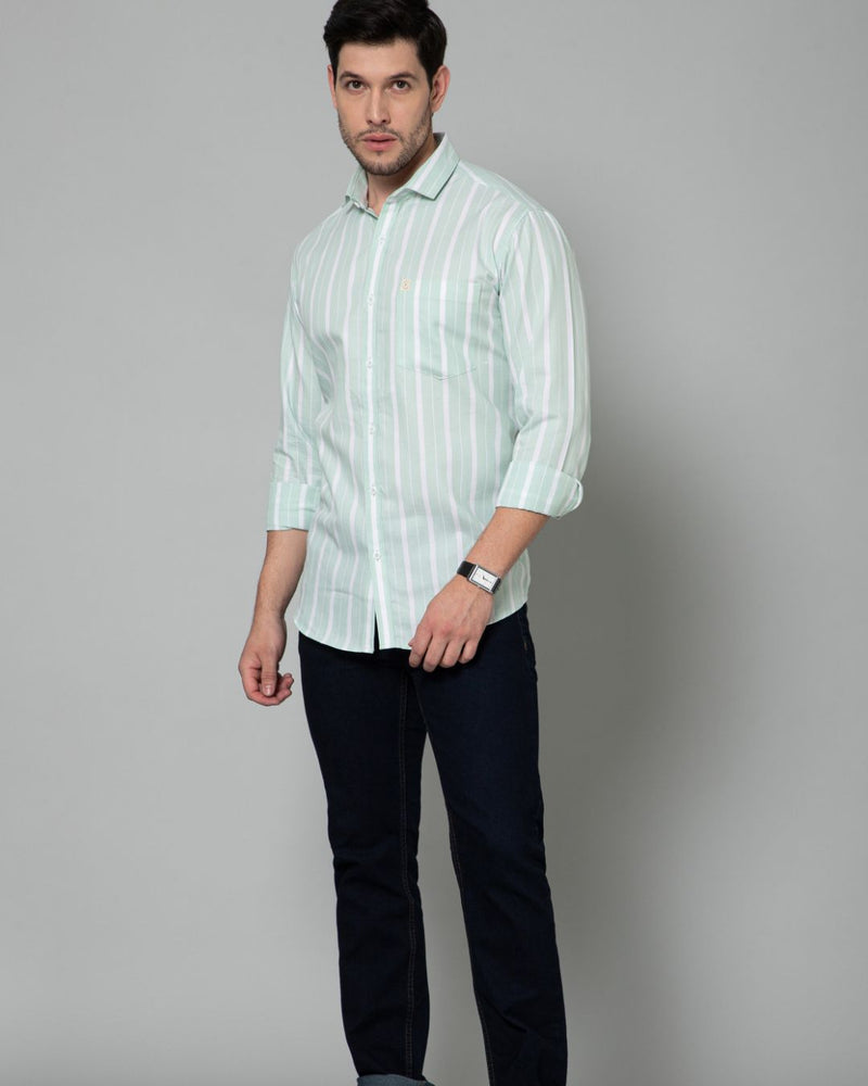 Green & White Bold Stripes - Full-Stain Proof