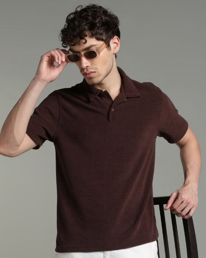 Brown Pop Textured - Polo Tshirt