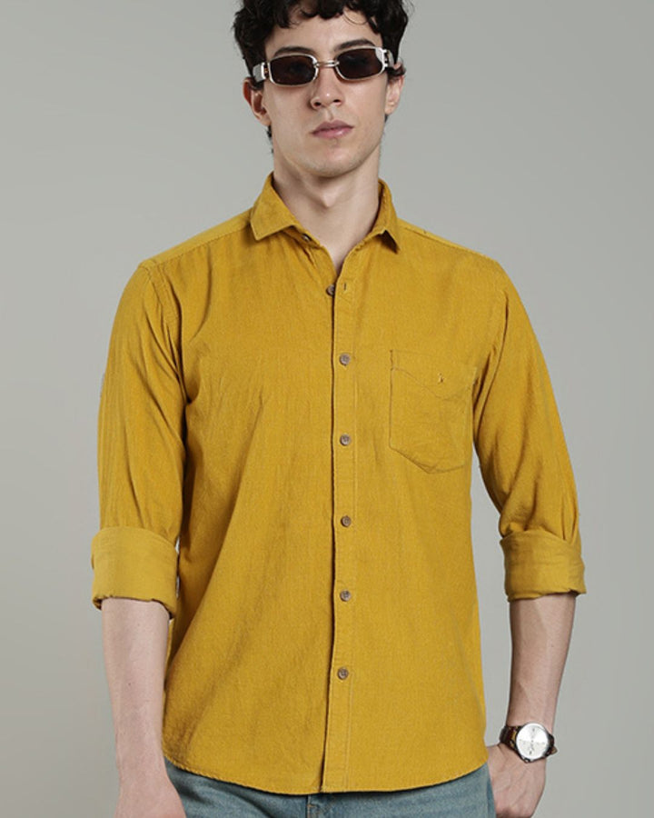Mustard Yellow - Full-Corduroy Shirt