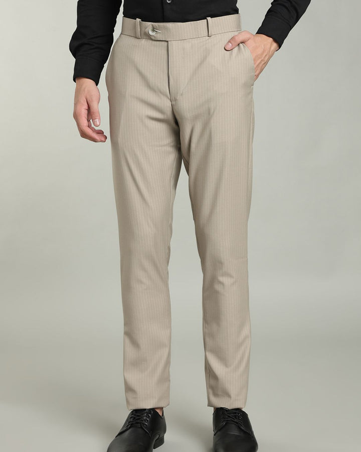 Dark Cream Mini Stripes - Wrinkle free Formal Pant