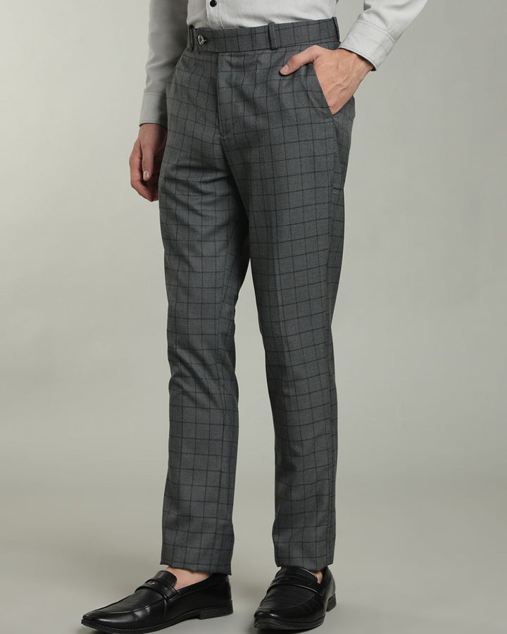 Slate Grey Box Checks - Wrinkle free Formal Pant
