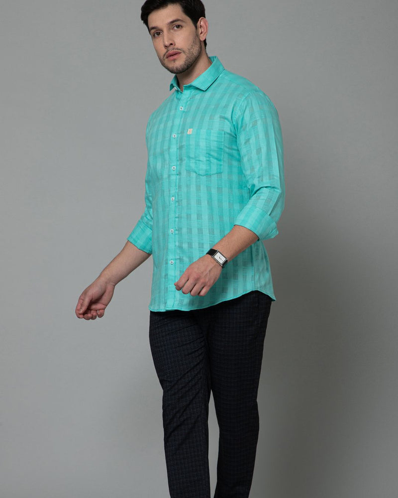 Turquoise Green Self Checks - Full-Stain Proof