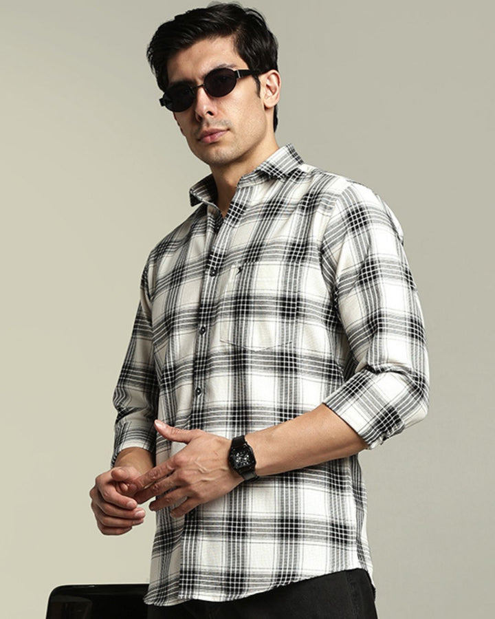 White Multi Line Checks - Full-Stain Proof