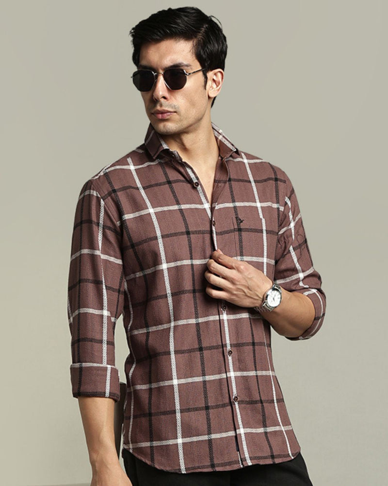 Walnut Brown Monochrome Checks -Full-Stain Proof