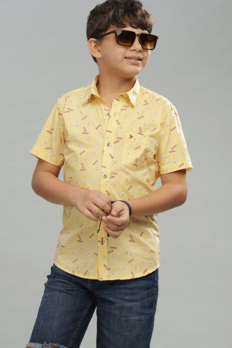 KIDS - Yellow Yolk Print - Half-Stain Proof Shirt