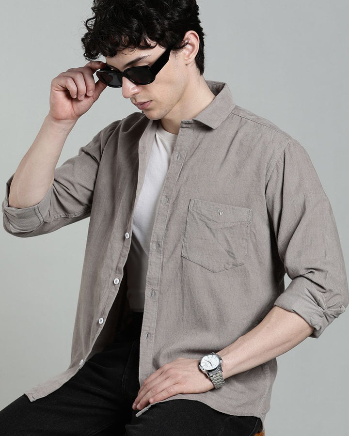 Grey  -Full-Corduroy Shirt